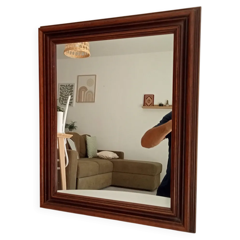 Miroir vintage en bois massif, années 60-70
