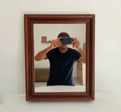 Miroir vintage en bois massif, années 60-70