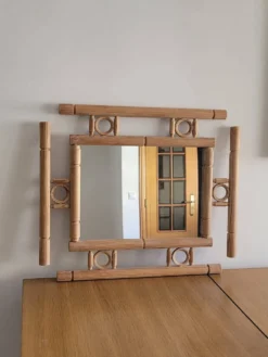 Miroir vintage en bois massif - années 1970