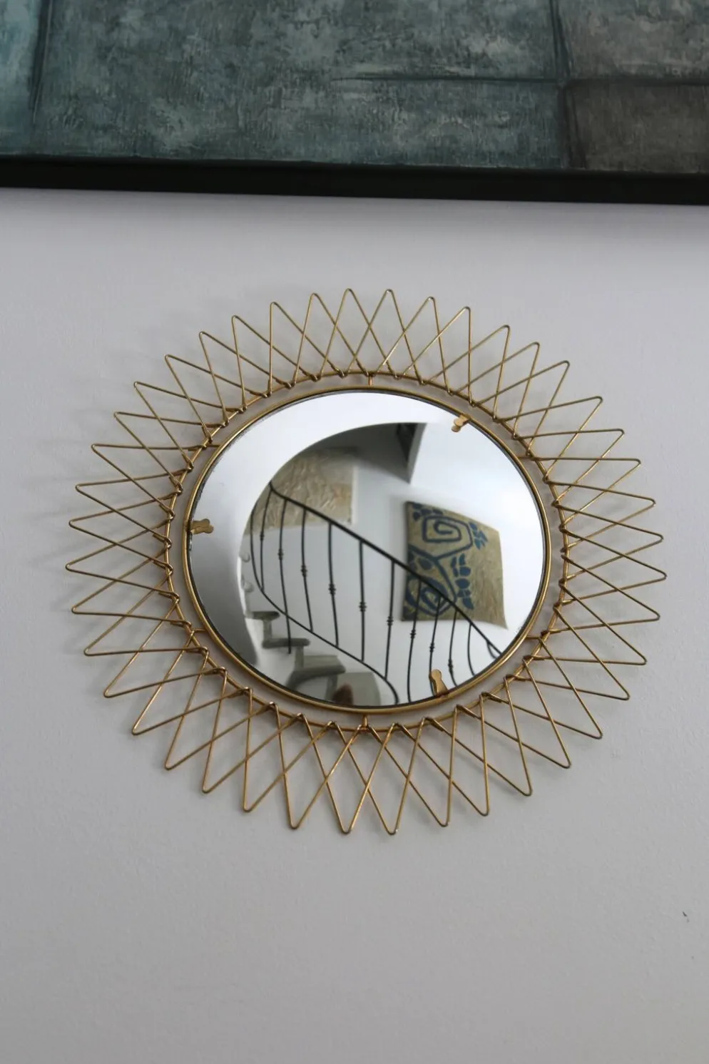 Miroir vintage en Fils de Laiton, modulable, Recouvert d'or fin, 1960-70