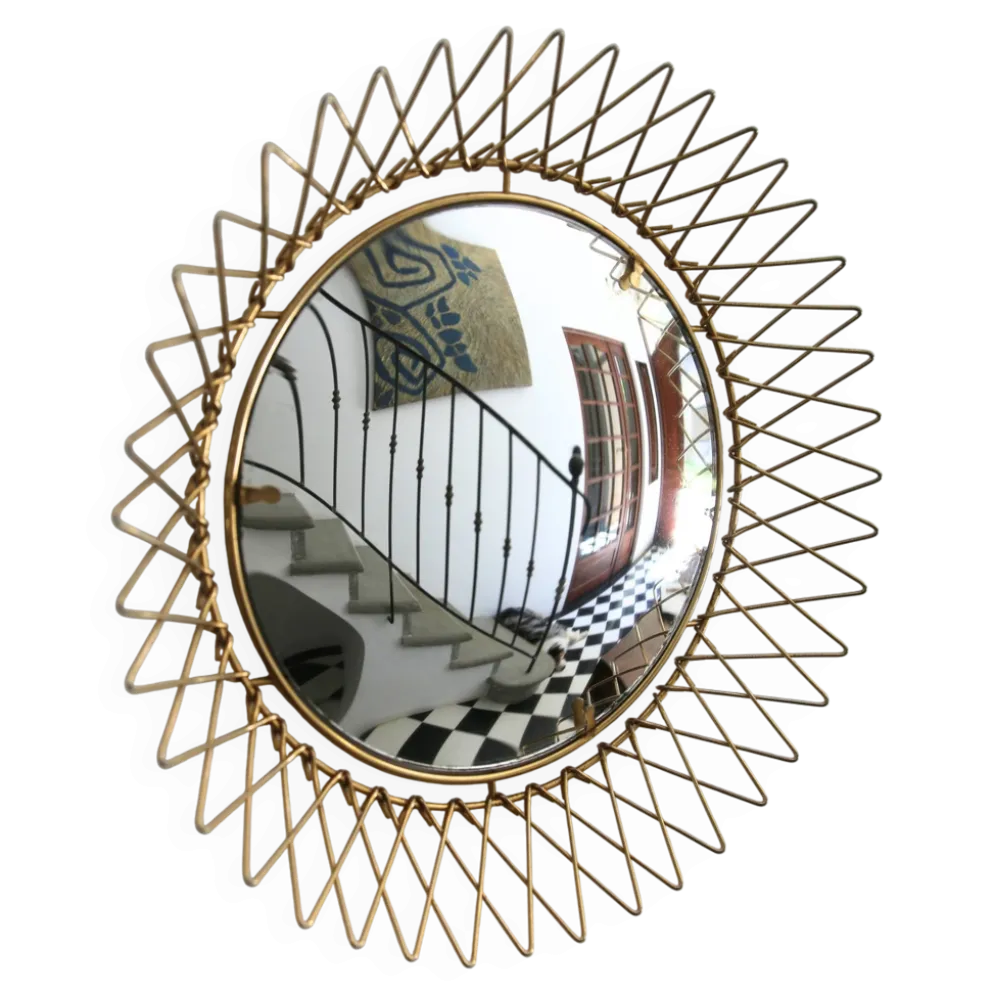 Miroir vintage en Fils de Laiton, modulable, Recouvert d'or fin, 1960-70