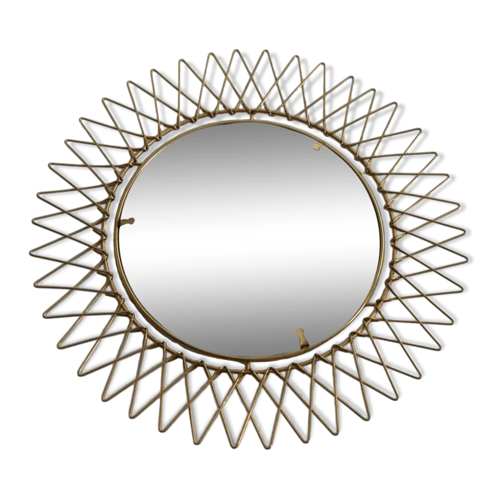 Miroir vintage en Fils de Laiton, modulable, Recouvert d'or fin, 1960-70