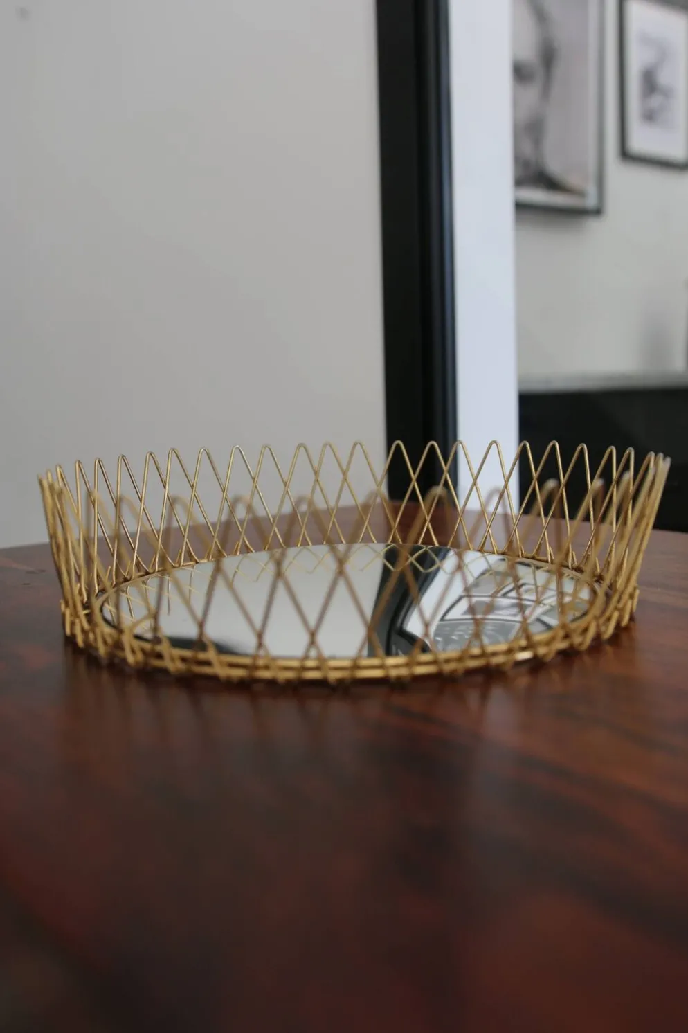 Miroir vintage en Fils de Laiton, modulable, Recouvert d'or fin, 1960-70