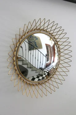 Miroir vintage en Fils de Laiton, modulable, Recouvert d'or fin, 1960-70