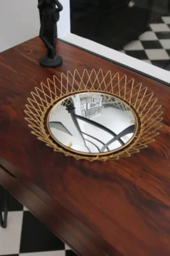 Miroir vintage en Fils de Laiton, modulable, Recouvert d'or fin, 1960-70