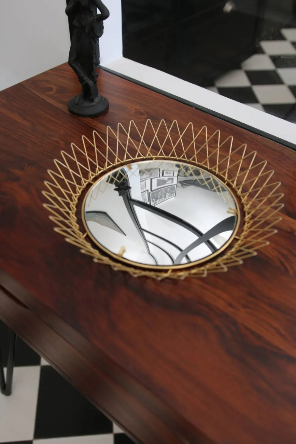 Miroir vintage en Fils de Laiton, modulable, Recouvert d'or fin, 1960-70