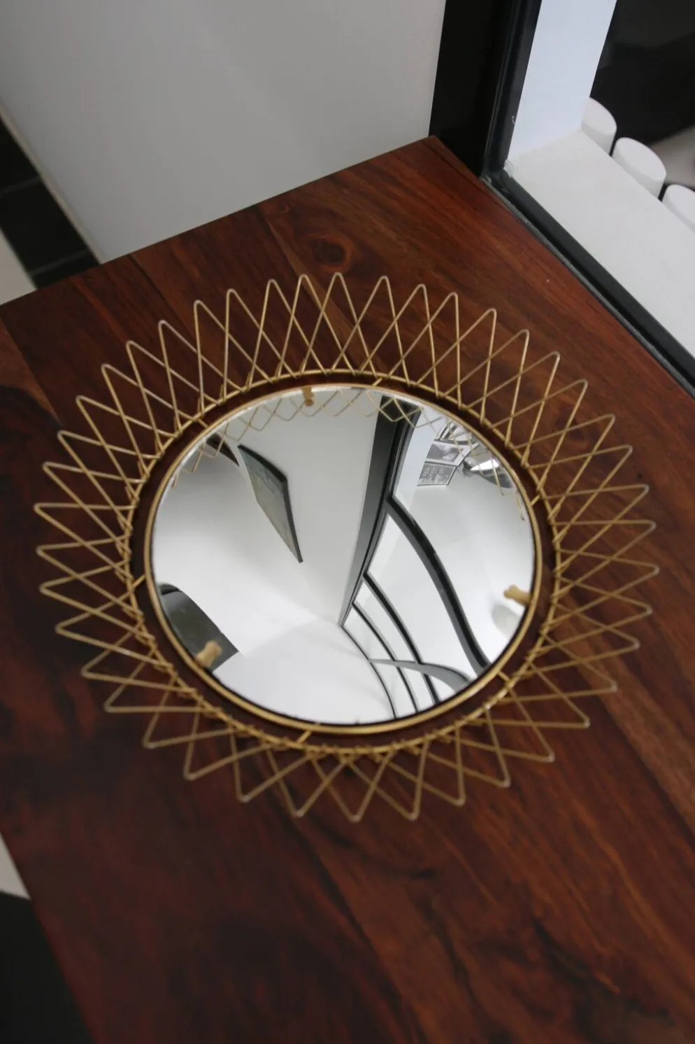 Miroir vintage en Fils de Laiton, modulable, Recouvert d'or fin, 1960-70
