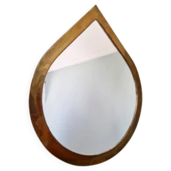 Miroir vintage en laiton, forme goutte d'eau, années 1970