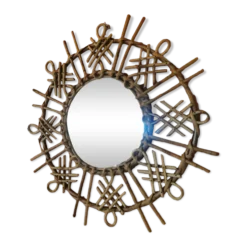 Miroir vintage en rotin