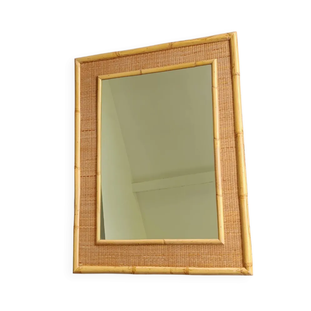 Miroir vintage en rotin Dal Vera