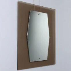 Miroir vintage en verre fumé, design Italie, années 1960