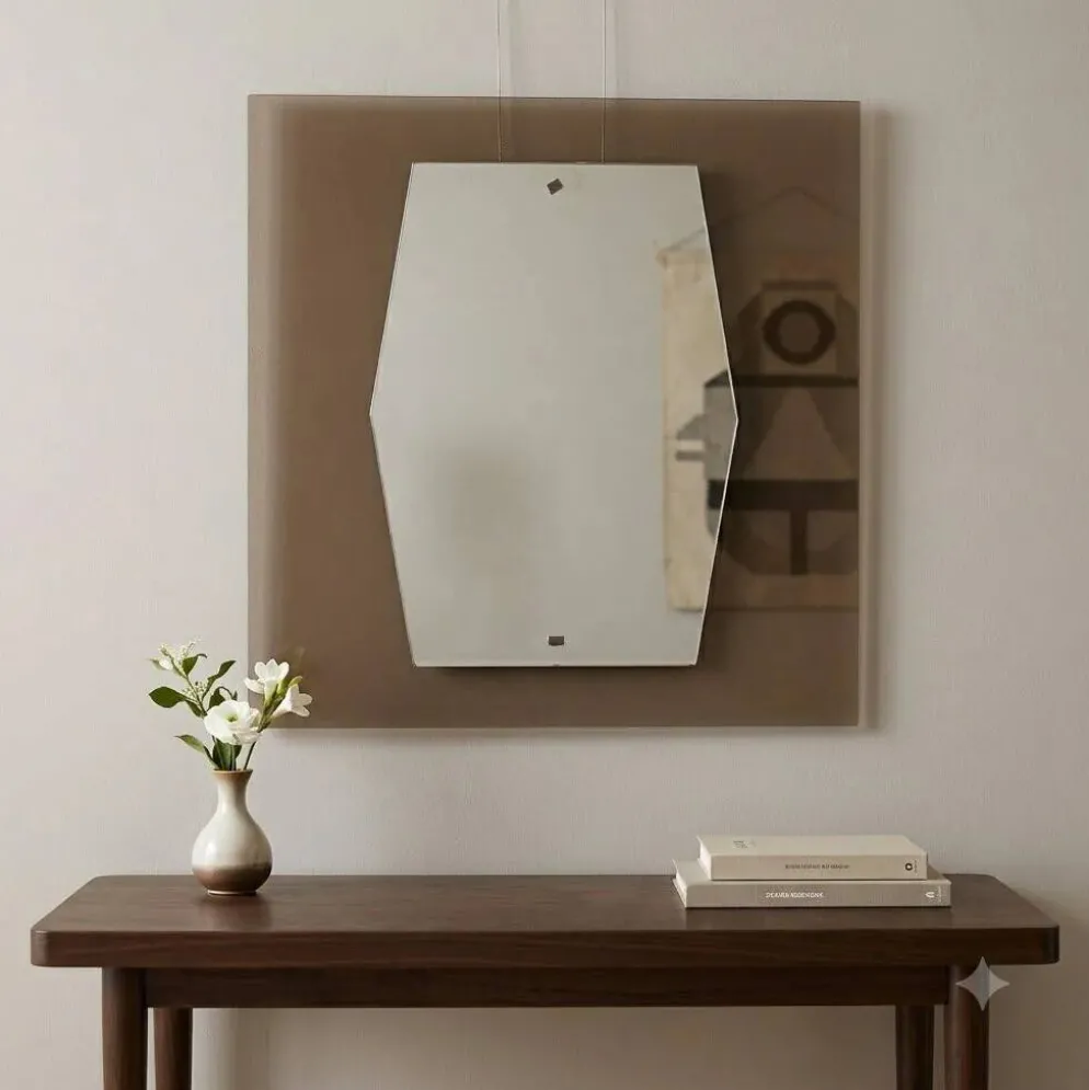 Miroir vintage en verre fumé, design Italie, années 1960