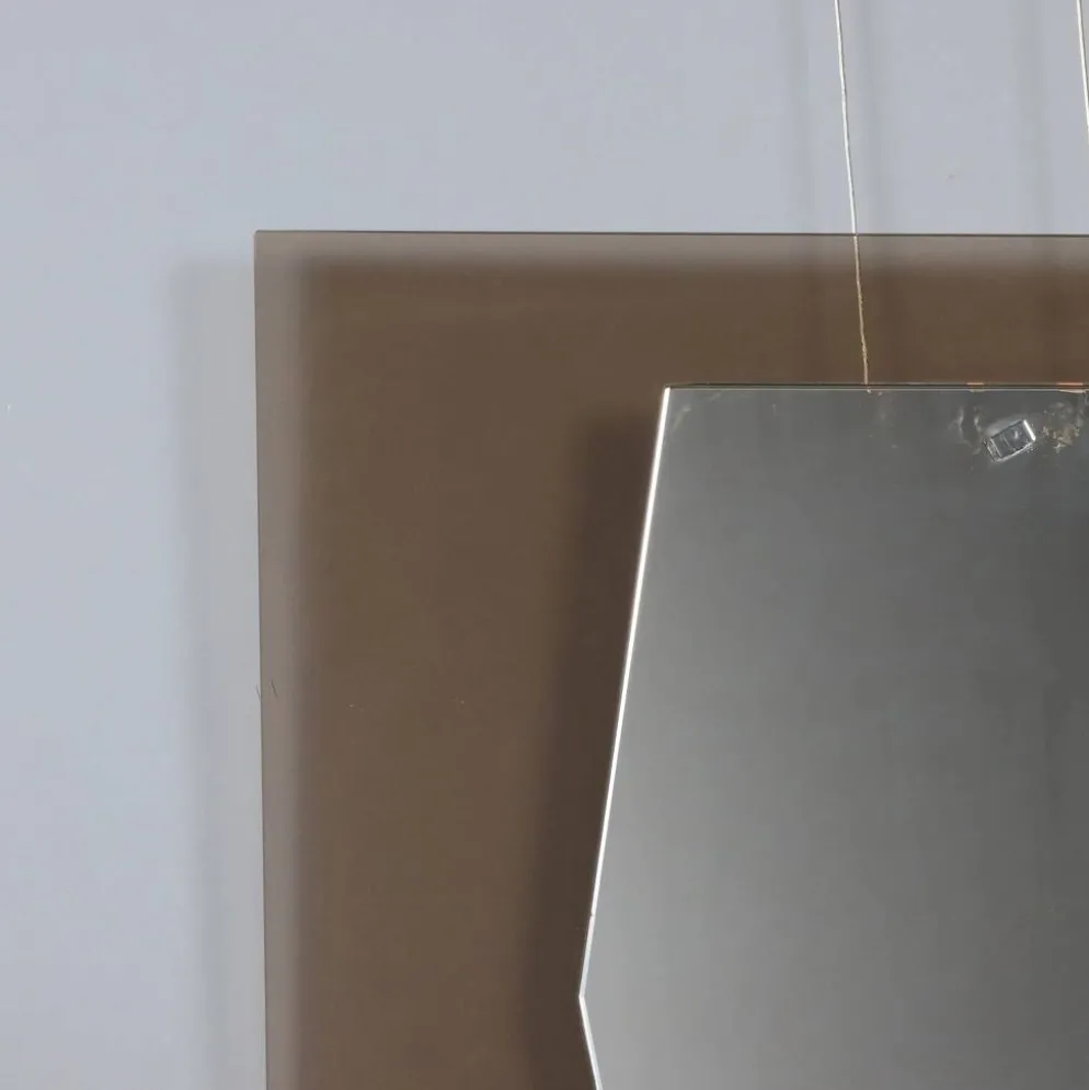 Miroir vintage en verre fumé, design Italie, années 1960