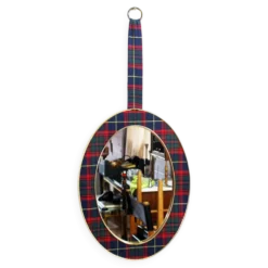Miroir vintage laiton tissu écossais