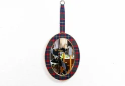 Miroir vintage laiton tissu écossais