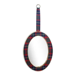 Miroir vintage laiton tissu écossais