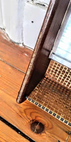 Miroir vintage métal et bois 36x67cm
