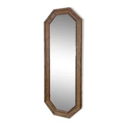 Miroir vintage octogonal bois massif nervuré entrée salle de bain chambre