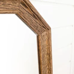 Miroir vintage octogonal bois massif nervuré entrée salle de bain chambre