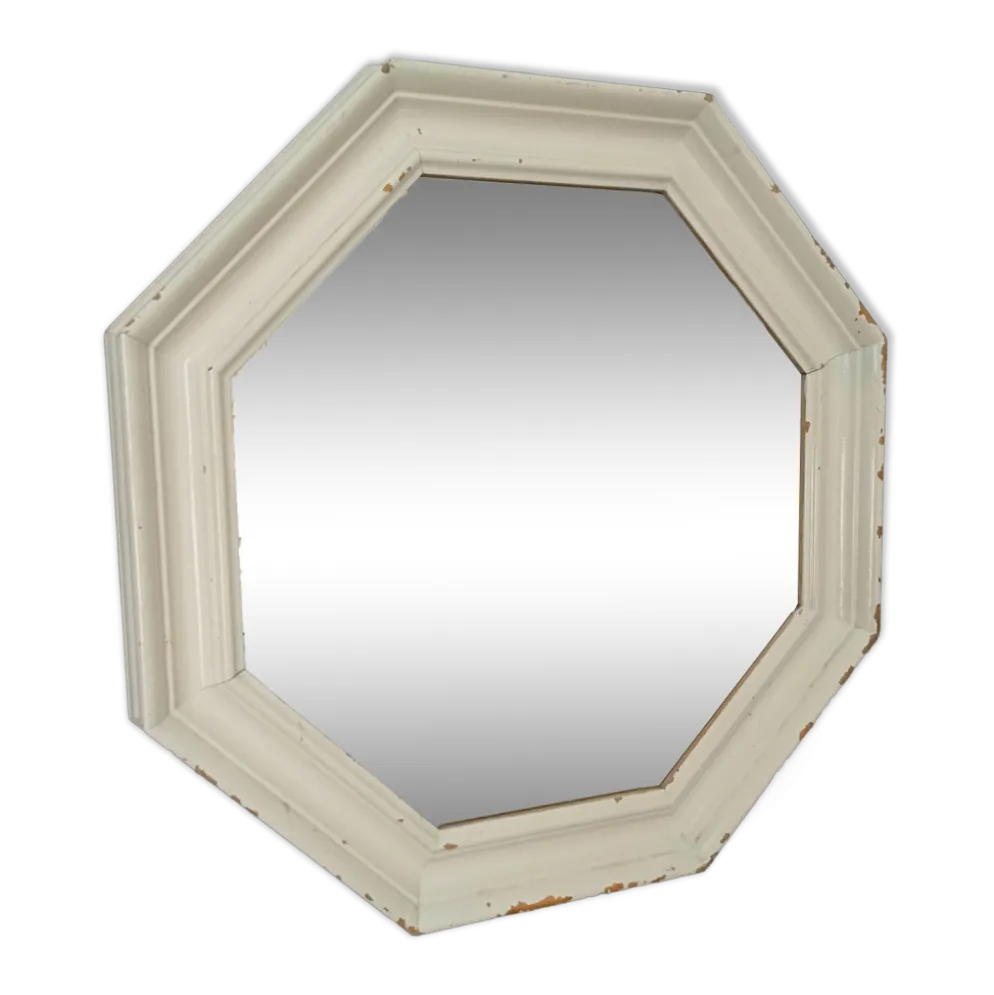 Miroir vintage octogonale biseauté style shabby chic