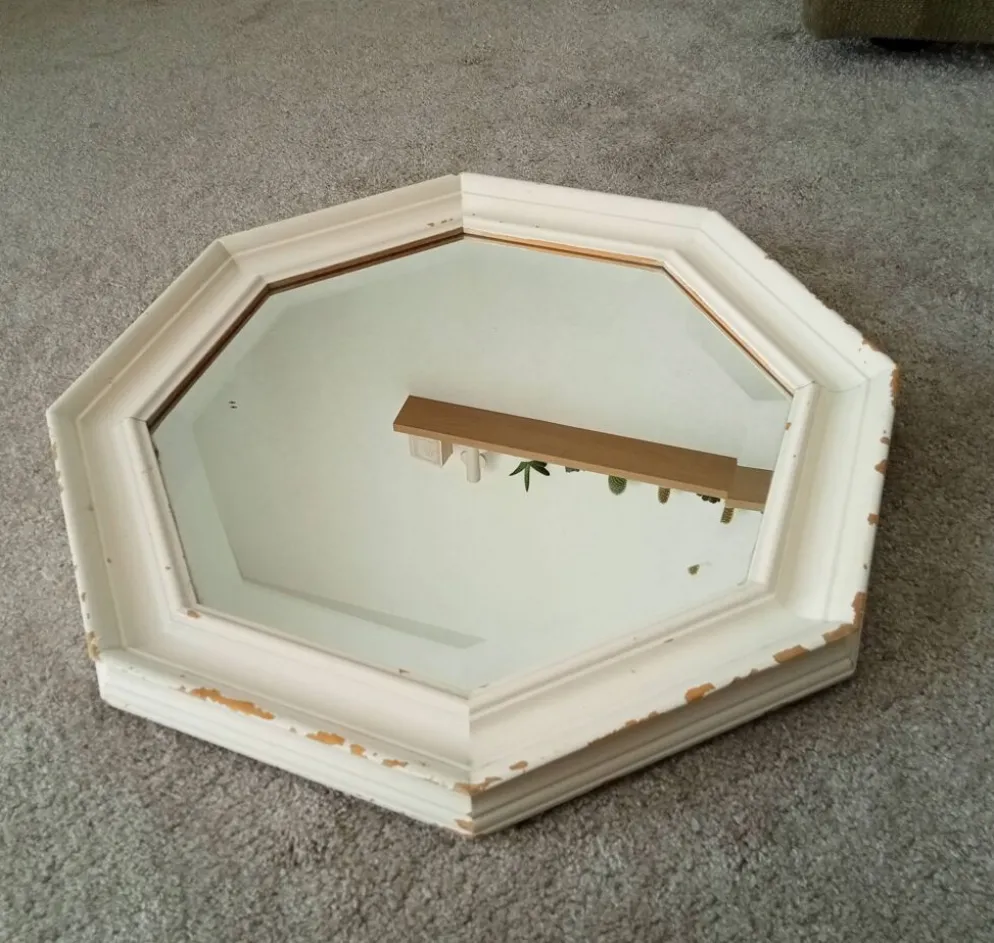 Miroir vintage octogonale biseauté style shabby chic