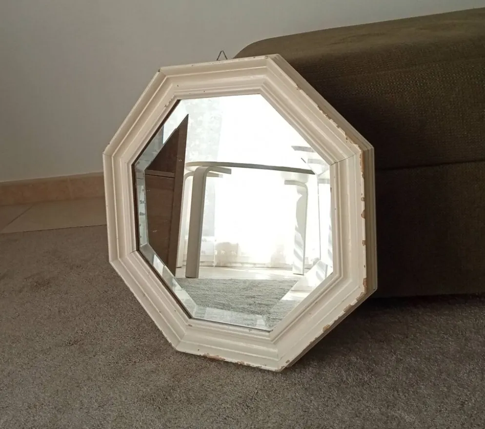 Miroir vintage octogonale biseauté style shabby chic
