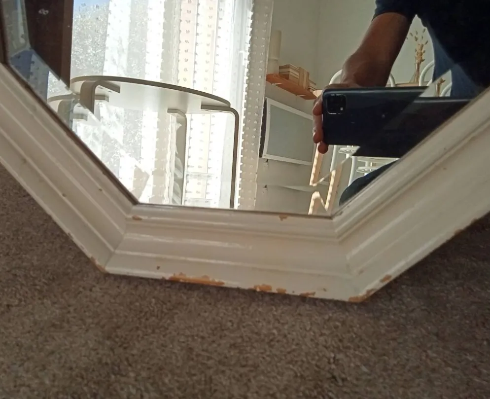 Miroir vintage octogonale biseauté style shabby chic
