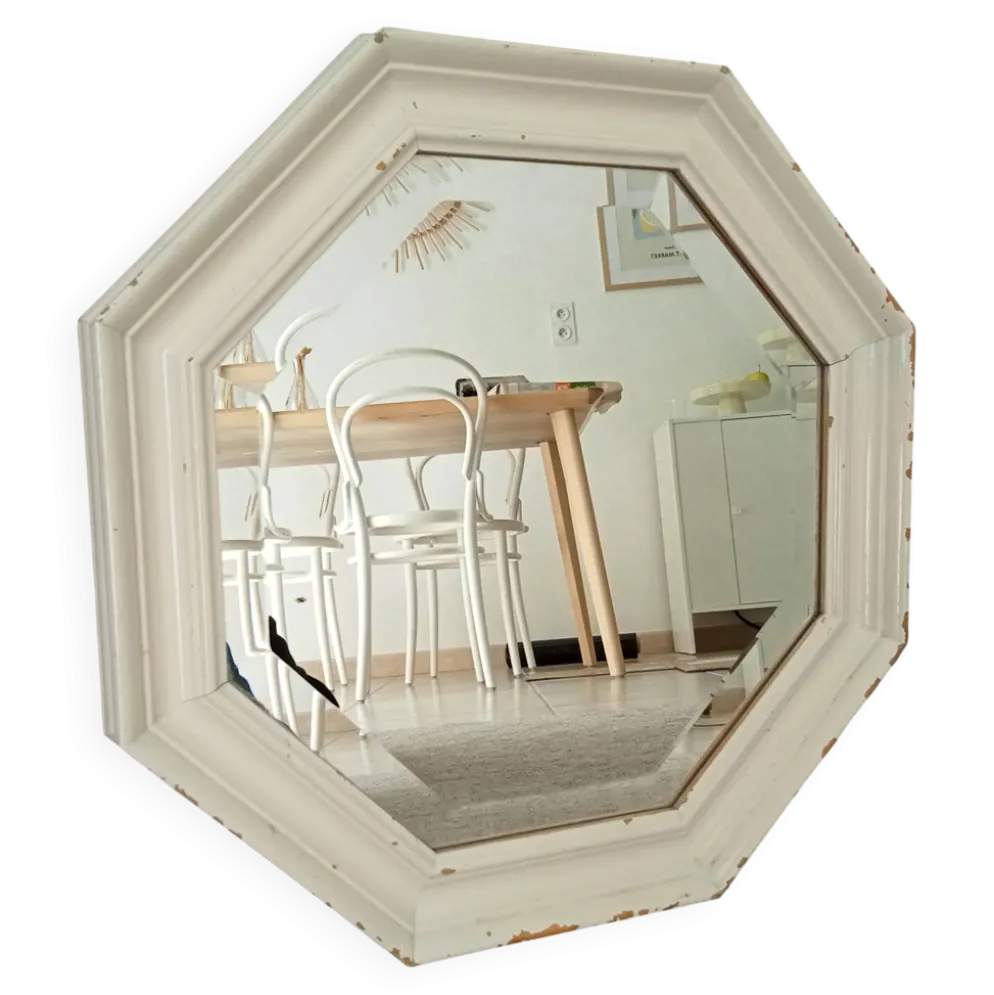 Miroir vintage octogonale biseauté style shabby chic