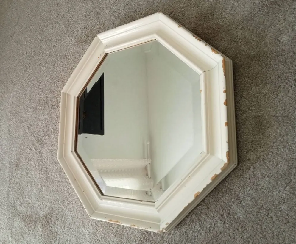 Miroir vintage octogonale biseauté style shabby chic