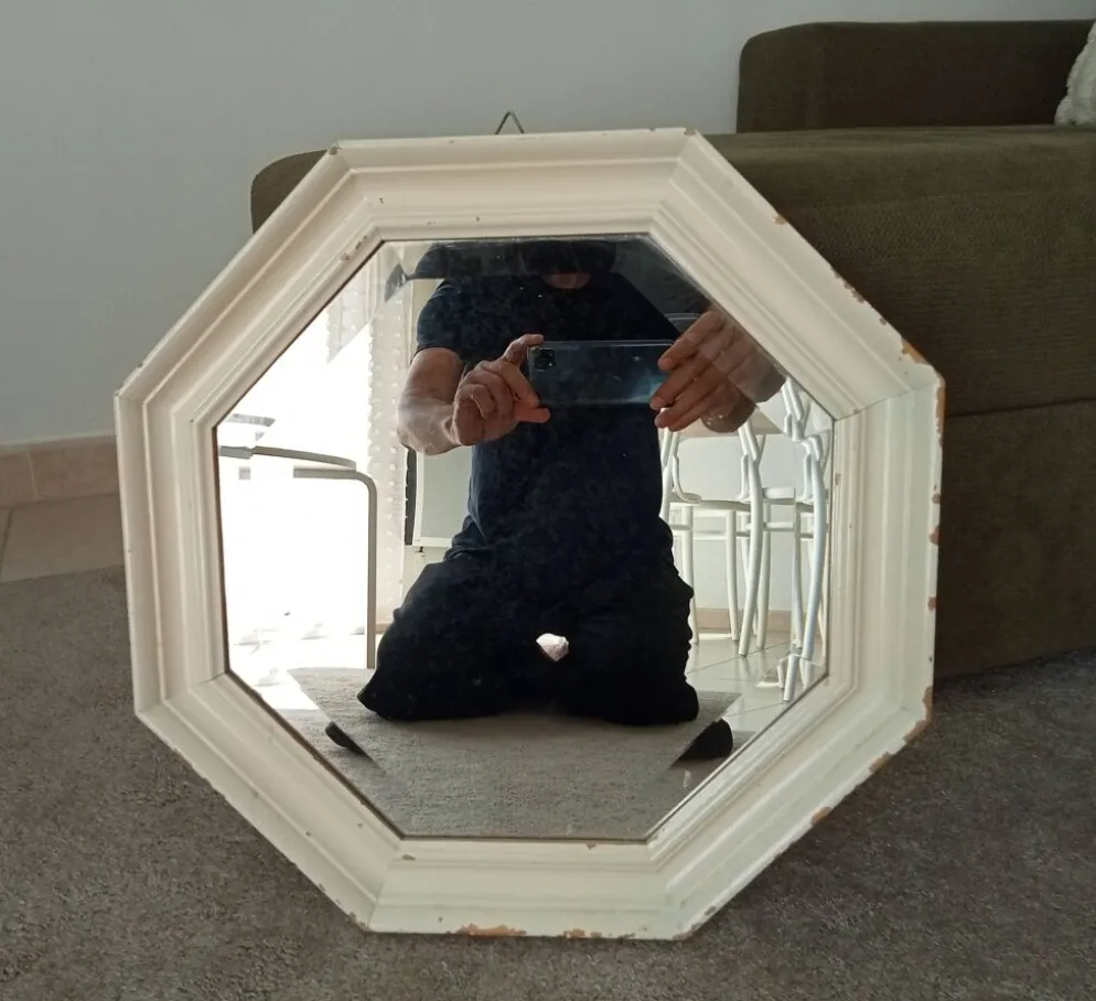 Miroir vintage octogonale biseauté style shabby chic