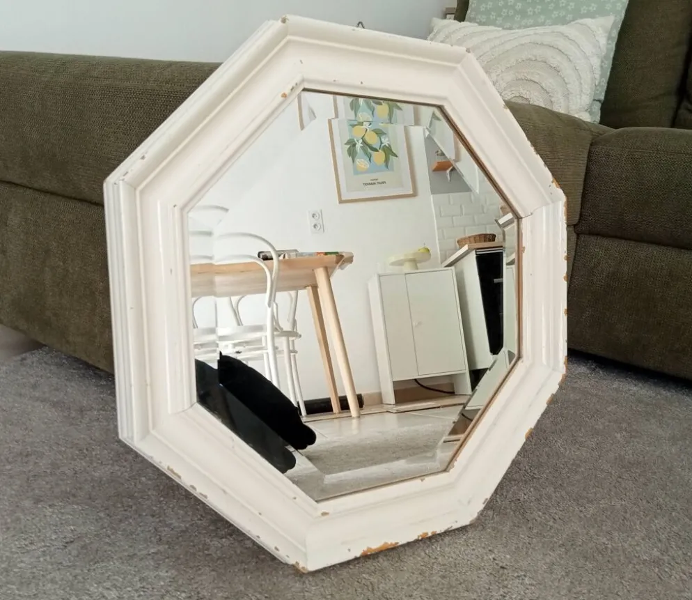 Miroir vintage octogonale biseauté style shabby chic