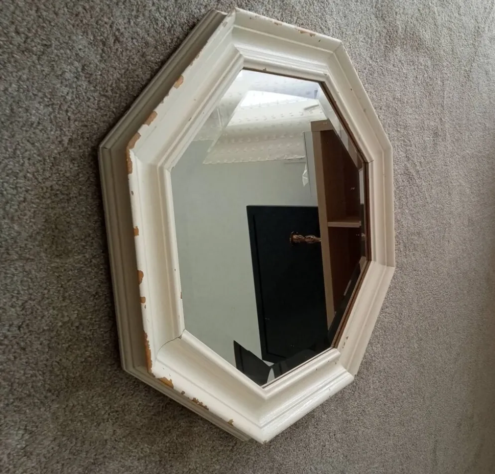 Miroir vintage octogonale biseauté style shabby chic