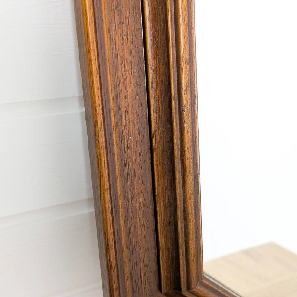 Miroir vintage octogonal en bois massif avec détails sculptés