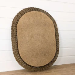 Miroir vintage ovale en osier tressé style bohème