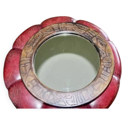 Miroir vintage rond en cuivre par marco fugeri 1960