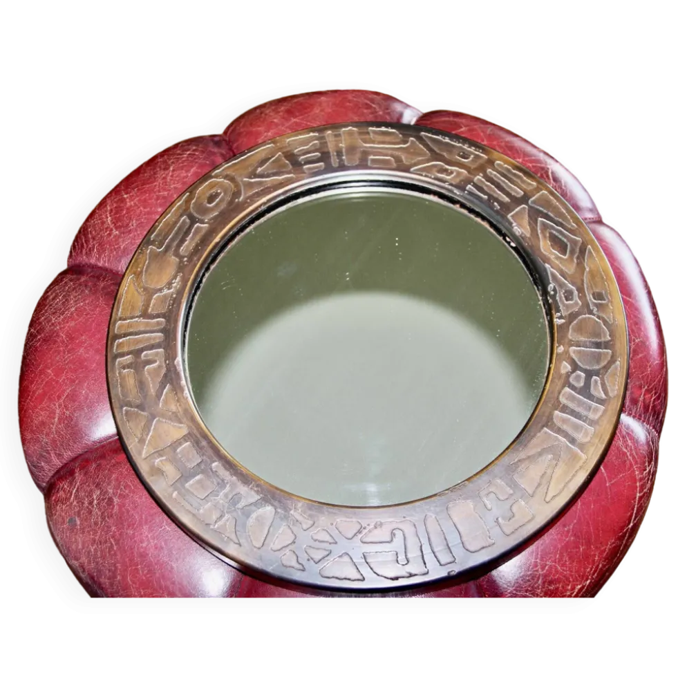 Miroir vintage rond en cuivre par marco fugeri 1960