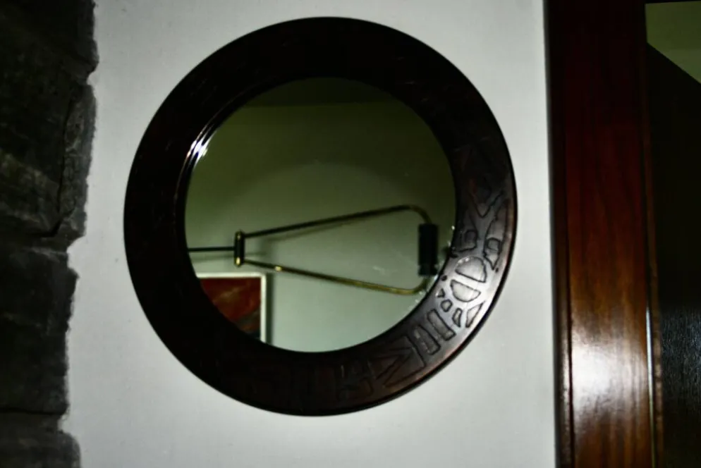 Miroir vintage rond en cuivre par marco fugeri 1960