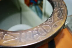 Miroir vintage rond en cuivre par marco fugeri 1960