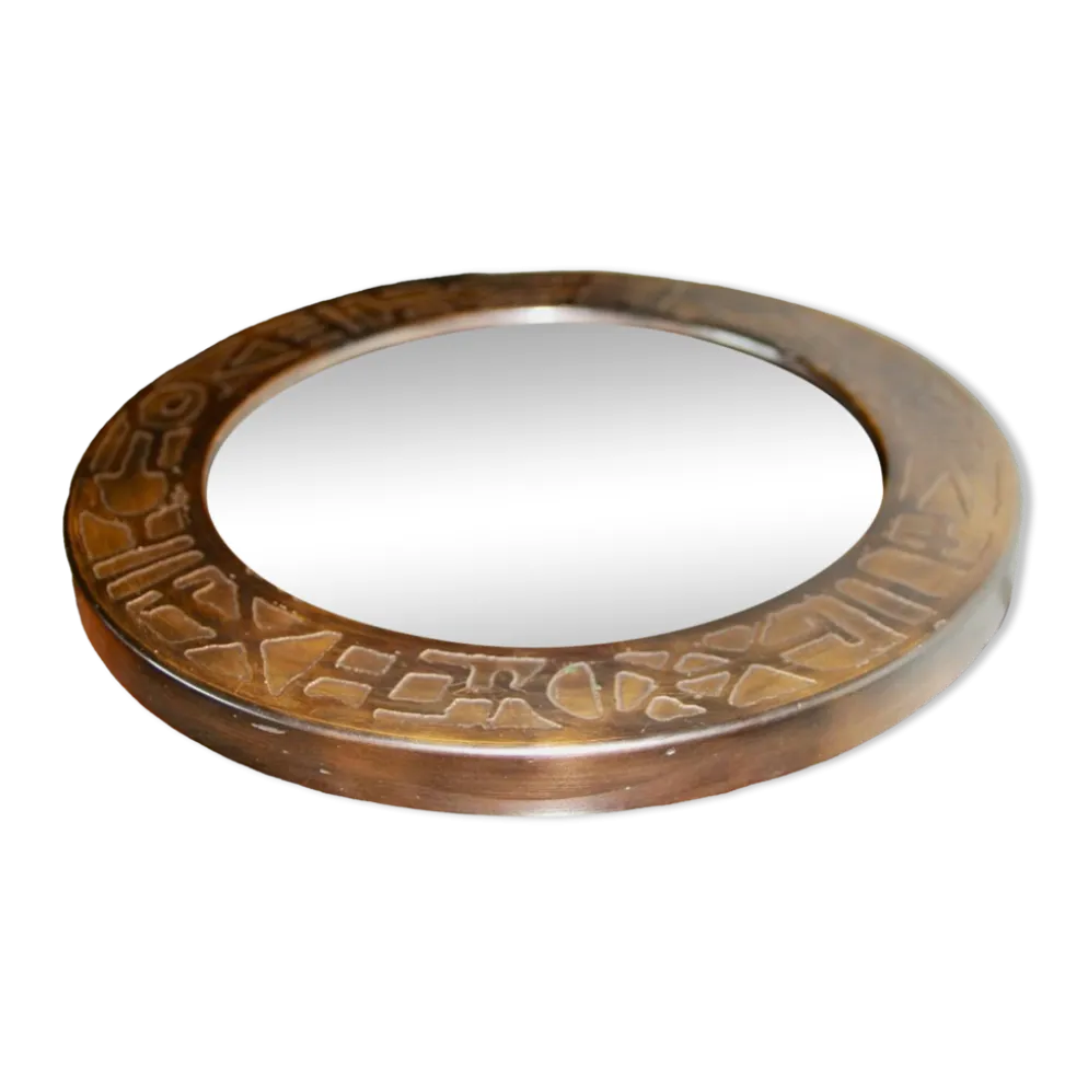 Miroir vintage rond en cuivre par marco fugeri 1960