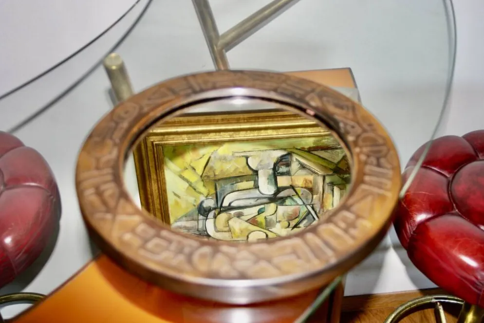 Miroir vintage rond en cuivre par marco fugeri 1960