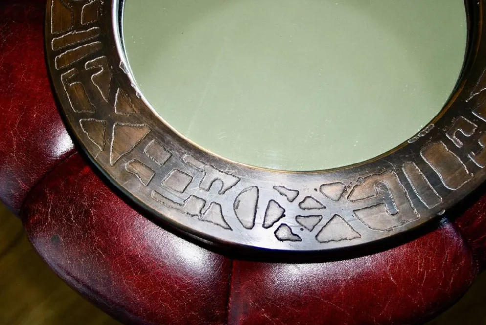 Miroir vintage rond en cuivre par marco fugeri 1960