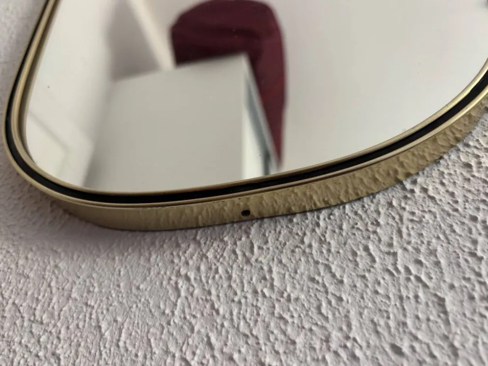 Miroir vintage 1960 rétroviseur asymétrique doré noir - 73 x 39 cm