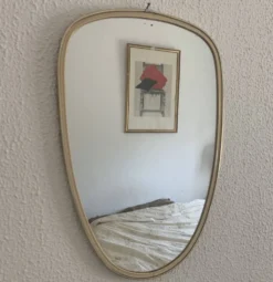 Miroir vintage 1960 rétroviseur asymétrique forme libre - 40 x 26 cm
