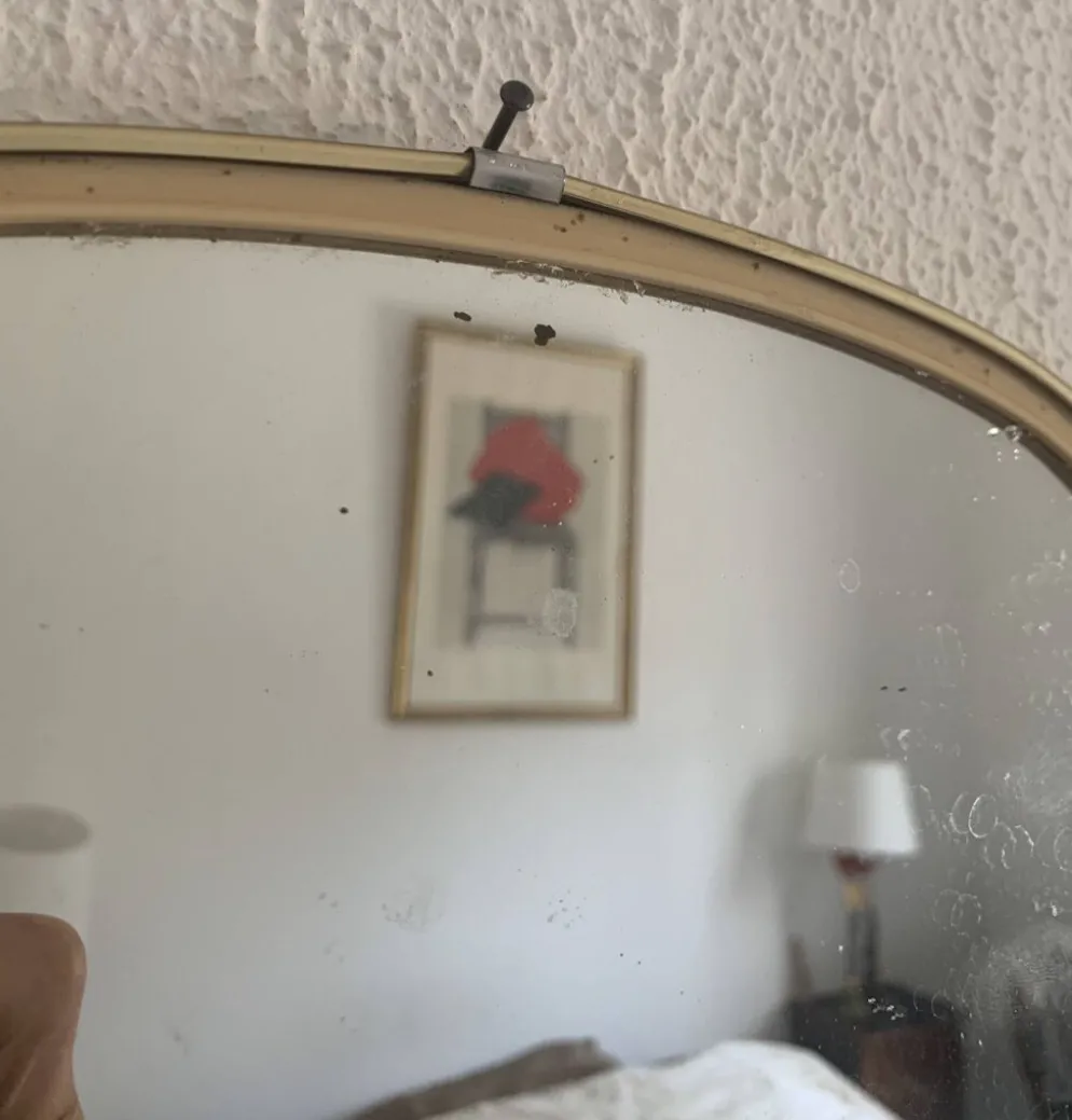 Miroir vintage 1960 rétroviseur asymétrique forme libre - 40 x 26 cm
