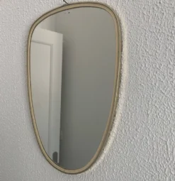 Miroir vintage 1960 rétroviseur asymétrique forme libre - 40 x 26 cm