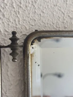 Miroir vintage 1930 triptyque barbier verre biseauté simili cuir - 24 x 60