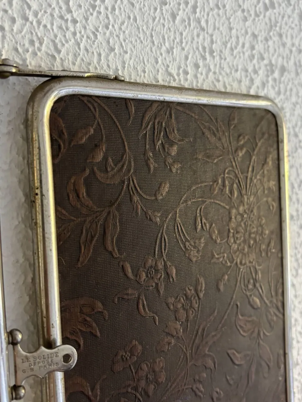 Miroir vintage 1900 triptyque barbier Le Solide Paris Art Nouveau - 21 x 50