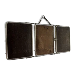 Miroir vintage 1900 triptyque barbier Le Solide Paris Art Nouveau - 21 x 50