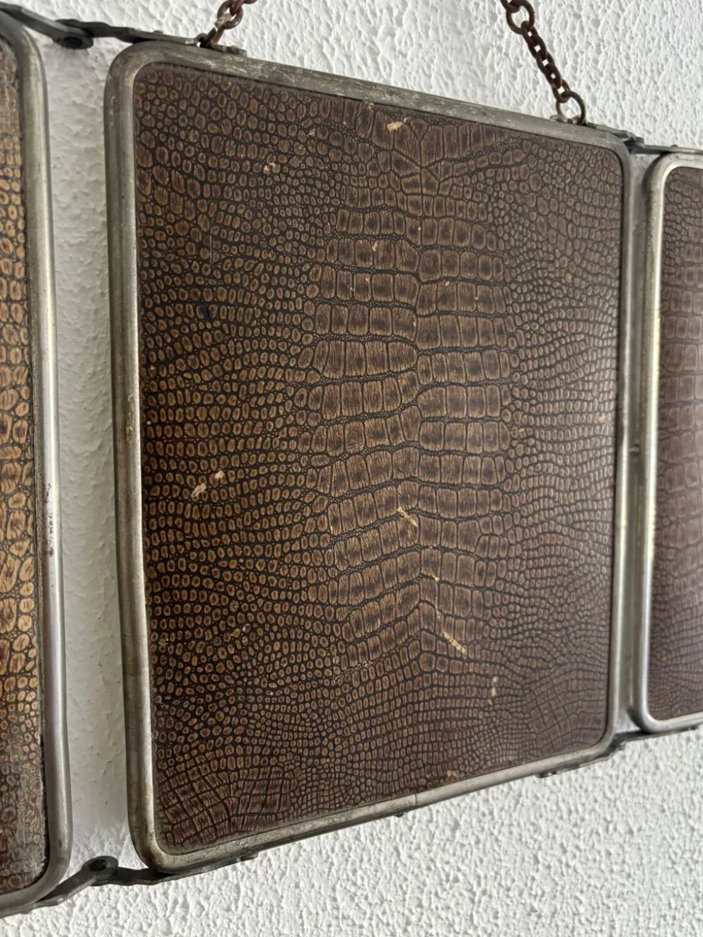 Miroir vintage 1930 triptyque barbier déposé G.B Paris - 28 x 69 cm