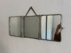 Miroir vintage 1930 triptyque barbier déposé G.B Paris - 28 x 69 cm